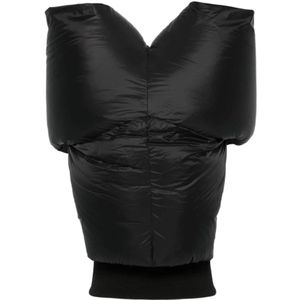 Rick Owens, Jassen, Heren, Zwart, M, Gewatteerde mouwloze vest in zwart