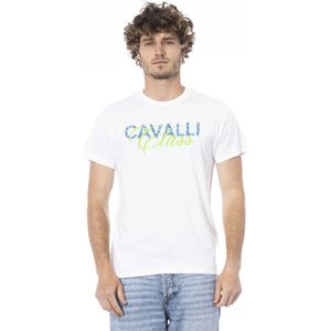 Cavalli Class, Tops, Heren, Wit, L, Logo Print Korte Mouw T-shirt