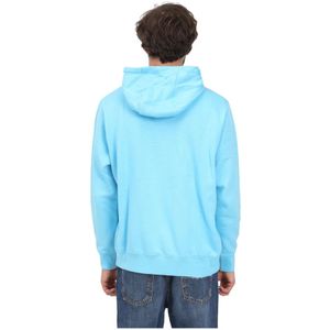 Nike, Sweatshirts & Hoodies, Heren, Blauw, M, Katoen, Lichtblauwe Hoodie met Iconisch Logo