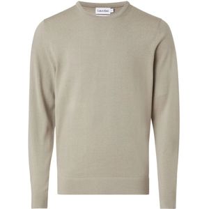 Calvin Klein, Sweatshirts & Hoodies, Heren, Beige, M, Wol, Merino Crew Neck Sweater - Fresh Clay