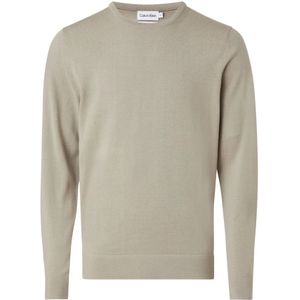 Calvin Klein, Merino Crew Neck Sweater - Fresh Clay Beige, Heren, Maat:M