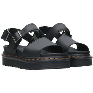 Dr. Martens, Schoenen, Dames, Zwart, 37 EU, Zwarte leren sandalen met Quad-zool