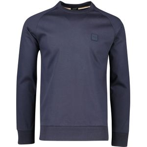 Hugo Boss, Sweatshirts & Hoodies, Heren, Blauw, M, Katoen, Donkerblauwe Ronde Hals Sweater