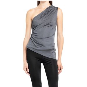 Atlein, Tops, Dames, Grijs, 2Xs, Grijze Gerimpelde Asymmetrische Top