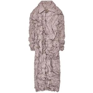 Dries Van Noten, Gecrushte Textuur Jas met Moderne Elegantie Roze, Dames, Maat:M