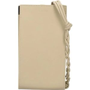 Jil Sander, Italiaanse Leren Mini Tas met Verstelbare Band Beige, Dames, Maat:ONE Size