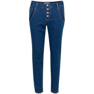 Cream, Jeans, Dames, Blauw, W26 L28, Denim, Slim-Fit Cropped Jeans met Slimme Details