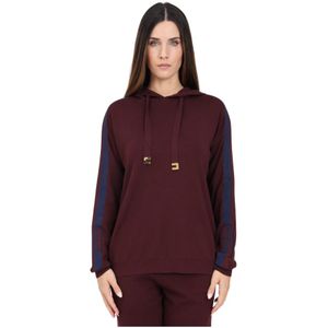 Elisabetta Franchi, Sweatshirts & Hoodies, Dames, Bruin, S, Bordeaux Hoodie Casual Herfst/Winter