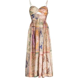 Zimmermann, Multicolor Zijden Midi Jurk Veelkleurig, Dames, Maat:XS