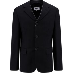 MM6 Maison Margiela, Zwarte Blazer met Drieknoopssluiting Zwart, Heren, Maat:S