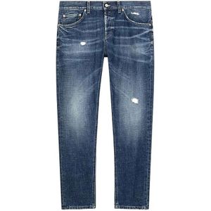 Dondup, Jeans, Heren, Blauw, W36, Katoen, Slim Fit Blauwe Katoenen Stretch Jeans