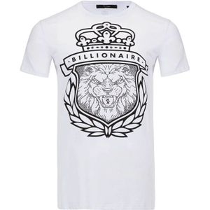 Billionaire, Tops, Heren, Wit, S, Katoen, Wit Logo Print Katoenen T-Shirt