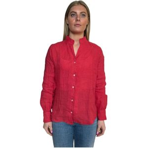 Bagutta, Blouses & Shirts, Dames, Rood, XL, Linnen, Rode Linnen Overhemd