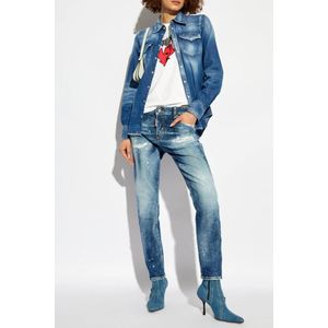 Dsquared2, Blouses & Shirts, Dames, Blauw, S, Denim, Denim overhemd