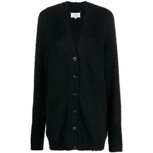 Maison Margiela, Zwarte V-hals Gebreide Cardigan Zwart, Dames, Maat:M