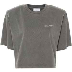 Halfboy, Tops, Dames, Grijs, M, Katoen, Grijze Maxi Tee Crop T-shirt