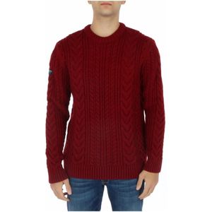 Superdry, Stijlvolle Breisels voor Mannen Rood, Heren, Maat:M