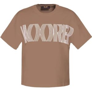 Moorer, T-Shirts Beige, Dames, Maat:2XS