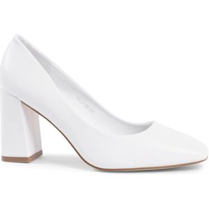 19v69 Italia, Witte Synthetisch Leren Pump met 8 cm Hak Wit, Dames, Maat:37 EU