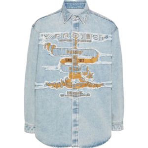 Y/Project, Denim Overhemd met Distressed Details Blauw, Heren, Maat:L