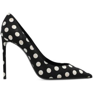 Saint Laurent, Schoenen, Dames, Zwart, 36 1/2 EU, Satin Pumps met Pois Detail