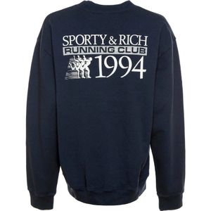 Sporty & Rich, Sweatshirts & Hoodies, Heren, Blauw, S, Katoen, Finish Line Sweatshirt