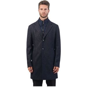 Boss, Mantels, Heren, Blauw, 2Xl, Tweed, Blauwe Tweed Slim Fit Jas