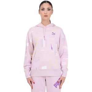 Puma, Roze Classics Love Hoodie Sweater Roze, Dames, Maat:L