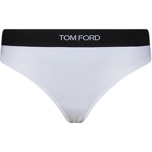 Tom Ford, Ondergoed, Dames, Wit, XS, Witte String met Logo Tailleband