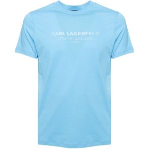 Karl Lagerfeld, Tops, Heren, Blauw, S, Katoen, Blauwe 3D Address T-shirt