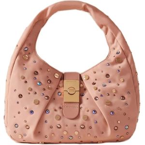 Borbonese, Cortina Hobo Swarovski Small - Handtas Roze, Dames, Maat:ONE Size