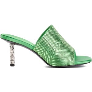 Givenchy, Schoenen, Dames, Groen, 38 EU, Satijn, Groene Satijnen Strass Muiltjes