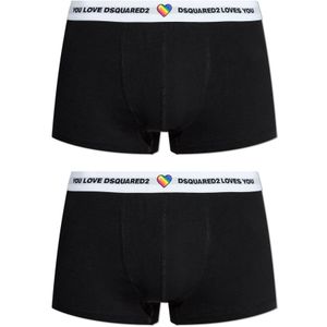 Dsquared2, Ondergoed, Heren, Zwart, XS, Katoen, Twee-pack boxershorts met logo