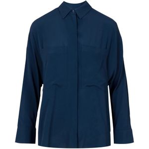 Semicouture, Blouses & Shirts, Dames, Blauw, M, Blauwe Oriana Crepe de Chine Shirt