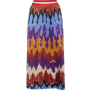 Stella Jean, Abstract Print Midi Geplooide Rok Veelkleurig, Dames, Maat:S