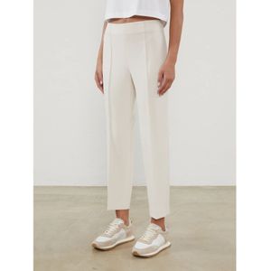 Peserico, Broeken, Dames, Beige, M, Katoen, Ivory Slim-Fit Cropped Broek