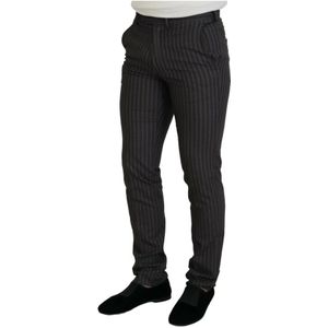 Bencivenga, Broeken, Heren, Bruin, M, Bruine Gestreepte Slim Fit Herenbroek