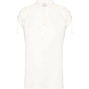 Woolrich, Blouses & Shirts, Dames, Wit, S, Mouwloze shirts met opstaande kraag
