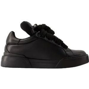 Dolce & Gabbana, Schoenen, Dames, Zwart, 43 EU, Leer, Leather sneakers