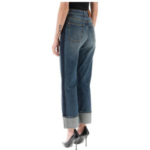 Alexander McQueen, Jeans, Dames, Blauw, W27, Baggy Boyfriend Straight Jeans