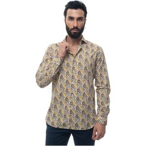 Càrrel, Overhemden, Heren, Veelkleurig, L, Katoen, Fantasy Bloemen Casual Shirt Gemaakt in Italië