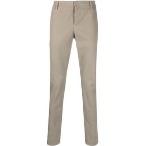 Dondup, Broeken, Heren, Beige, W32, Katoen, Taupe Grijze Tapered-Leg Chino Broek