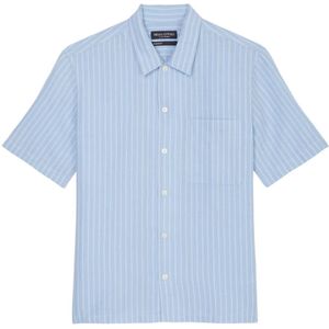 Marc O'Polo, Overhemden, Heren, Blauw, XL, Katoen, kortemouwenshirt