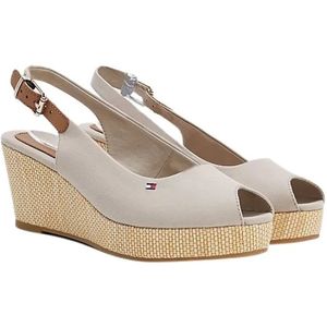 Tommy Hilfiger, Iconic Elba Sling Back Wedge Beige, Dames, Maat:38 EU