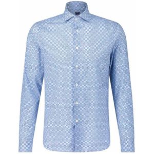 Fedeli, Overhemden, Heren, Blauw, 4Xl, Katoen, Lente/Zomer Katoenen Shirt met Print