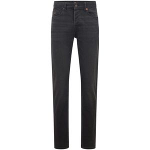 Hugo Boss, Jeans, Heren, Zwart, W35 L34, Katoen, Casual Tapered-Fit Jeans met authentieke versleten look