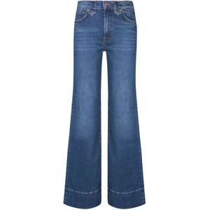 7 For All Mankind, Hoge Taille Flared Blauwe Jeans Blauw, Dames, Maat:W28