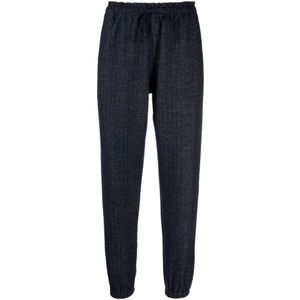 Ralph Lauren, Broeken, Dames, Blauw, XS, Katoen, Indigo Blauwe Elastische Taille Joggingbroek