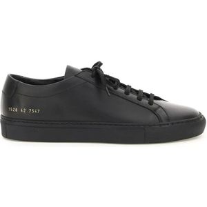 Common Projects, Klassieke Leren Sneakers met Gouden Detail Zwart, Heren, Maat:42 EU