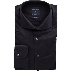 Profuomo, Overhemden, Heren, Zwart, XS, Katoen, Zwarte Shirt-Jurk, Katoen, Slim Fit